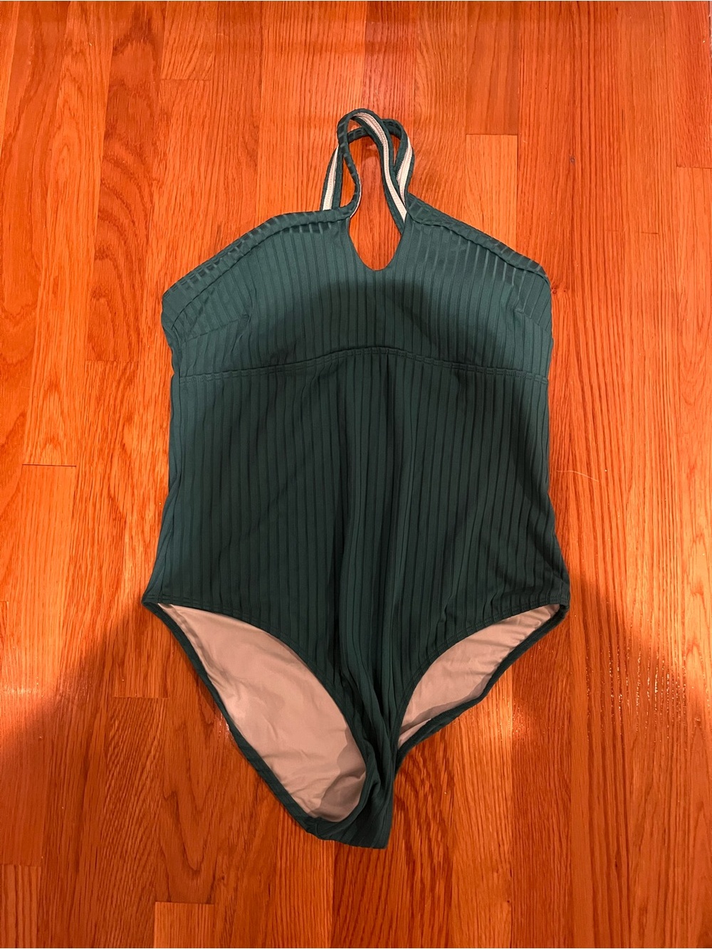 Ribbed One-Piece Swimsuit in Dark Green
